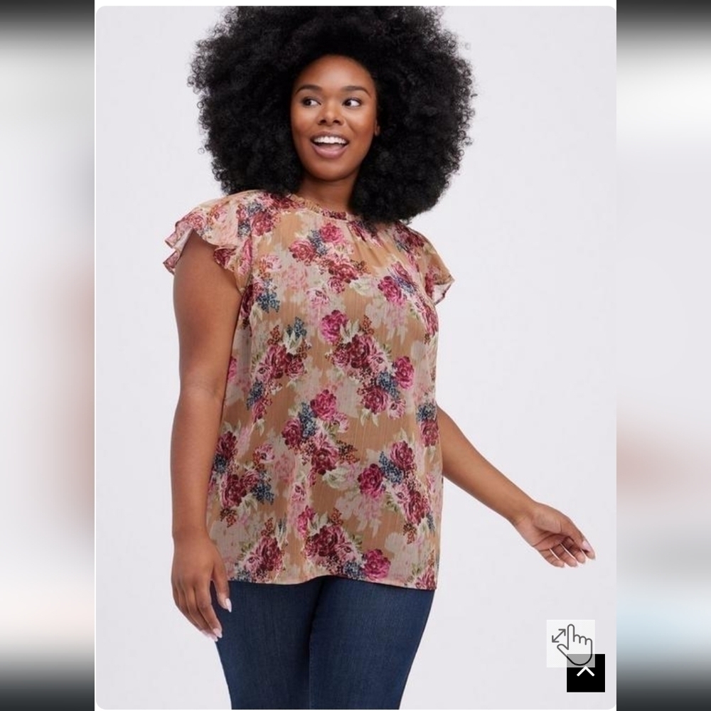 Torrid Crinkle Chiffon Flutter Sleeve Blouse Sz 1x
